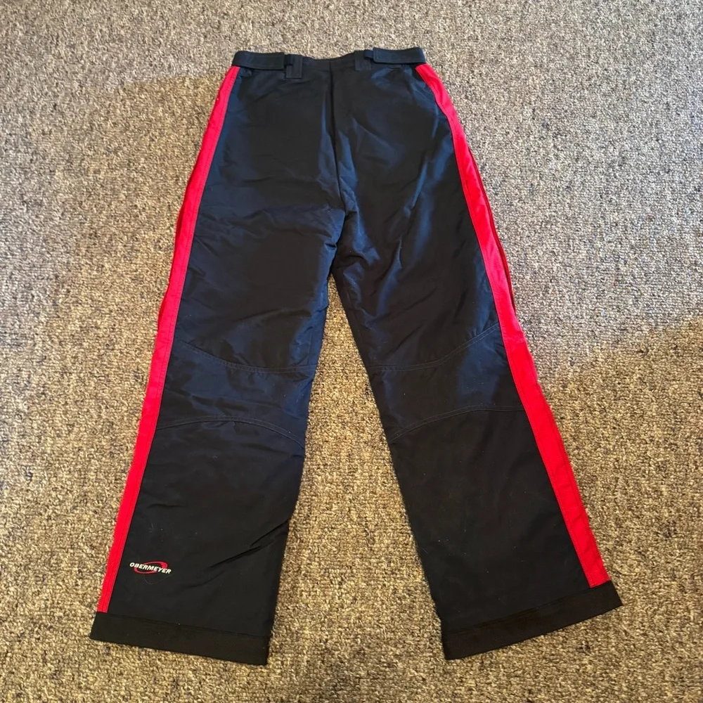 Vintage Obermeyer insulated winter ski snow pants Black/Red kids Juniors size 12 - Picture 3 of 5
